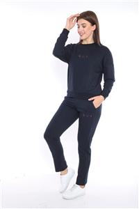 Escetic Kadın  Spor Lacivert Sweatshirt Takım