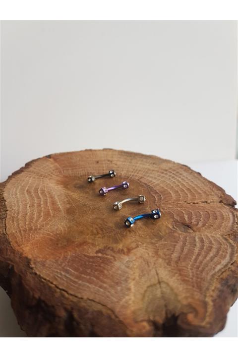 Karınca Piercing Mavi Renkli Zar Motifli Taşlı Kaş Kulak Piercing