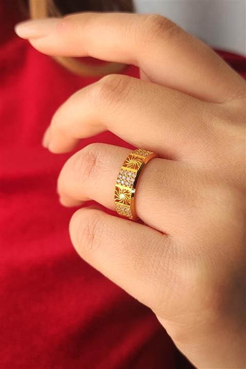 Mehmet Ata Kuyumculuk 22 Ayar 4,38 G 14 Ölçü Kare Taşlı Ve Kare Güneşli Alyans Yüzük