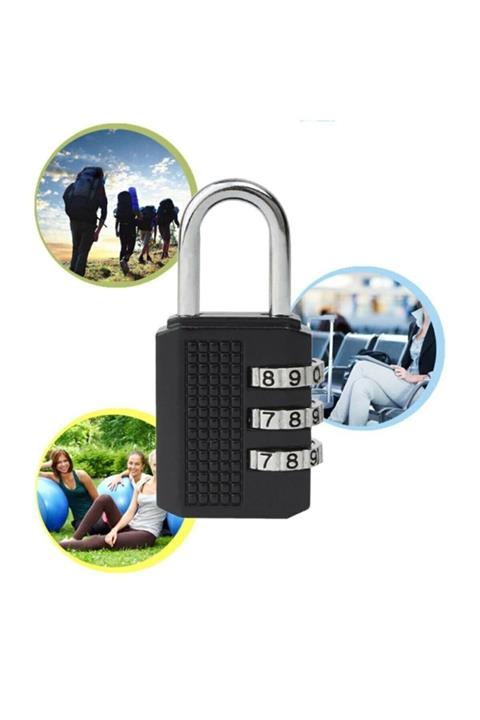 Vk&Vk 3 Şifreli Çelik Asma Kilit 25mm Valiz Bavul Kasa Dolap Spor Salonu Elbise Dolabı Kumbara