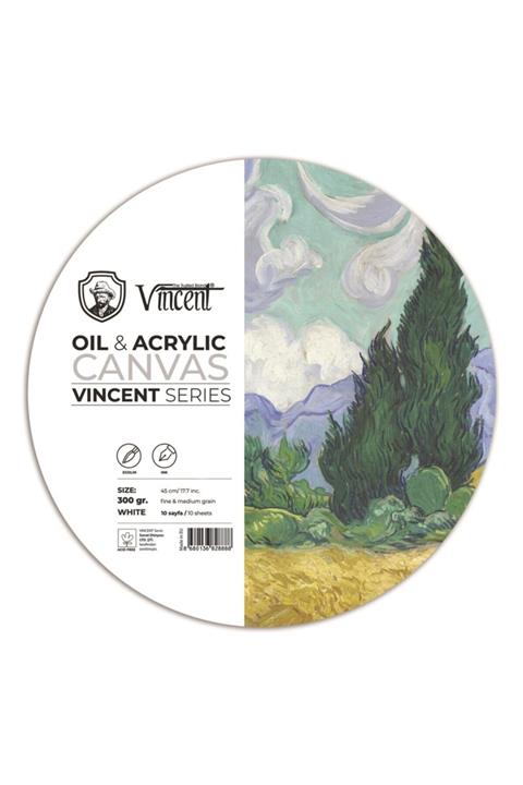 Vincent Vıncent Oıl Acrylıc Daire Canvas Whıte 300gr 45cm 10 Sayfa Yağlı Ve Akrilik Boya Defteri