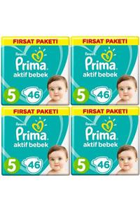 Prima 5 Beden 184 Adet 46x4 Lü Fırsat Paket Aktif Bebek 11-16 kg Bebek Bezi