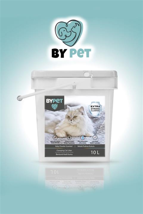 BYPET Bentonit Kedi Kumu Bebek Pudrası Kokulu Ince Tane Topaklanan Kedi Kumu 10 Lt