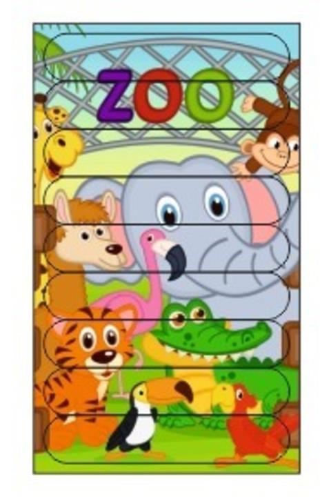 Walldeco Eğitici Öğretici Zeka Geliştirici Sevimli Ahşap Çubuk Puzzle Hayvanat Bahçesi