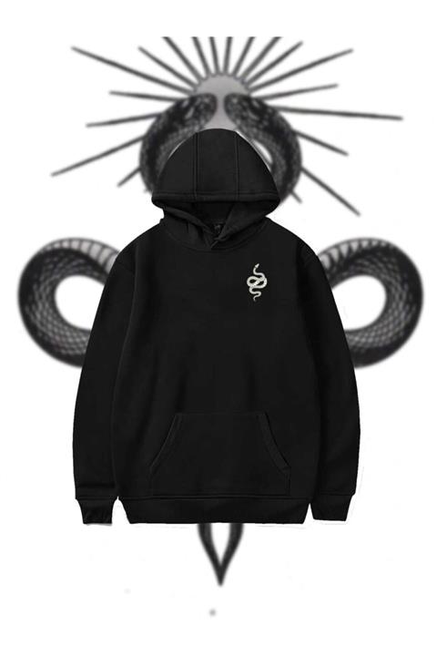 FABN Snake Model Yılan Desenli Unisex Siyah Hoodie