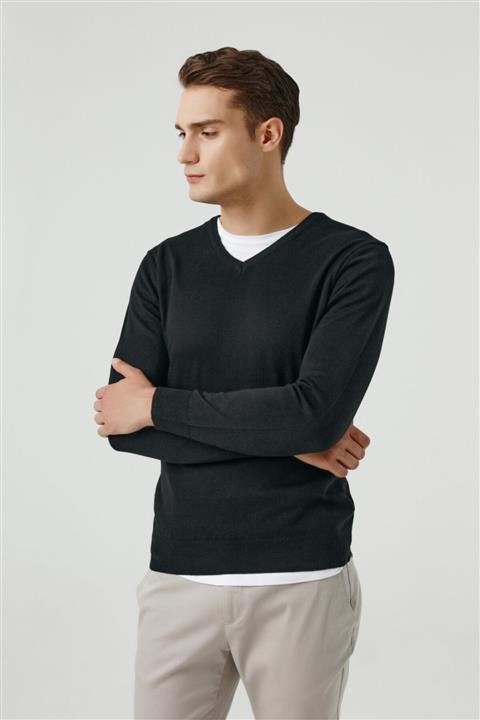 D'S Damat Regular Fit Siyah V Yaka Kazak