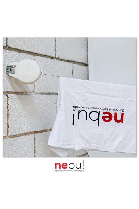 NEBU Duvara Monte Tek Ipli Çek Bırak Katlanabilen Pratik Çamaşır Ipi 4.2mt