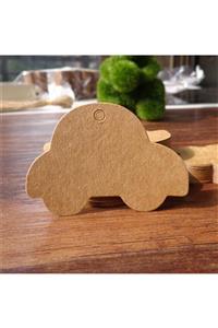 PEV 25 Adet Araba Tasarım Kraft Etiket Butik Elbise Süs Hediye Fiyat Etiketi Kartı 5x6 Cm