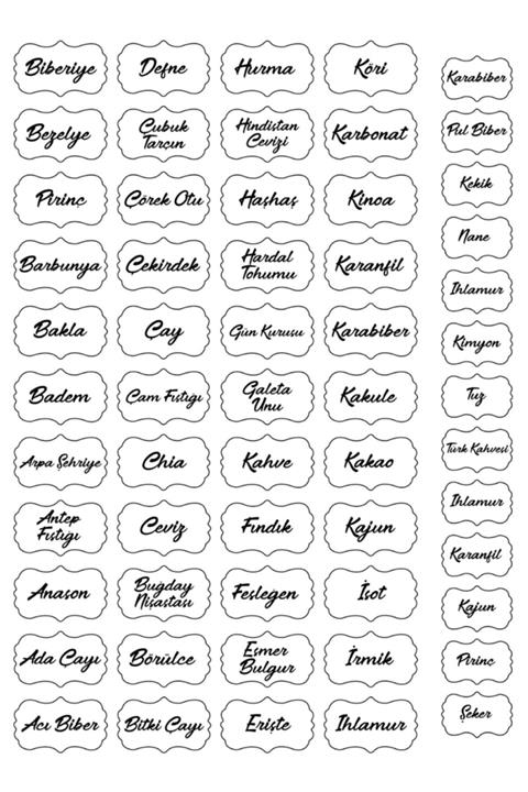 Etiketalalim Kuruyemiş - Baharat - Bakliyat Kavanoz Şeffaf Etiket