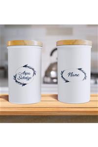 colortouch 66 Adet Mutfak Beyaz Lacivert Desenli Baharat Bakliyat Sticker-kavanoz Etiketi