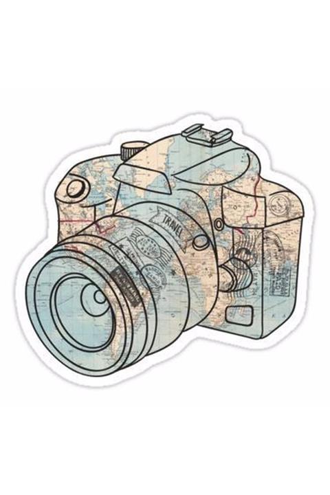 ZobarMarkt Fotoğraf Makinesi Temalı Defter Ajanda Planner Bullet Journal Laptop Sticker, 7 Cm