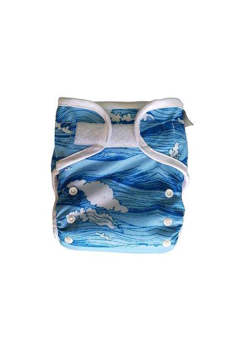 Lulunun Renkleri Cırtbantlı Beden Ayarlanabilir Yıkanabilir Bebek Bezi Külodu + Iç Ped-mavi(4-15kg)