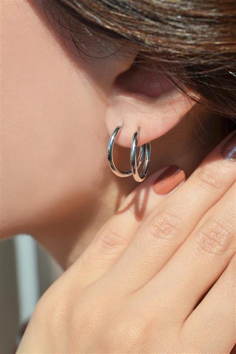 Sacce Scarves&Accessories Gümüş Renk Çelik Halka Küpe 17 Mm