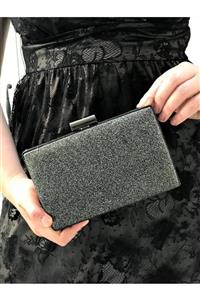 womenacs Platin Simli Abiye Portföy Clutch Kadın Çanta Elde Ve Uzun Askılı