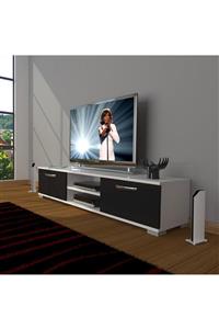 Decoraktiv Eko 140 Slm Dvd Tv Ünitesi Tv Sehpası Beyaz Siyah