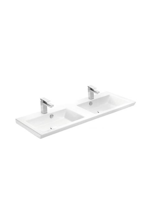 SANOVİT Sanovit Işık 120 cm Konsollu Etejerli Çift Bölme Lavabo Beyaz Renk