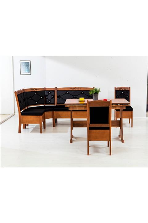 CaddeYıldız Avangarde Mutfak Köşe Takımı Ceviz - Siyah