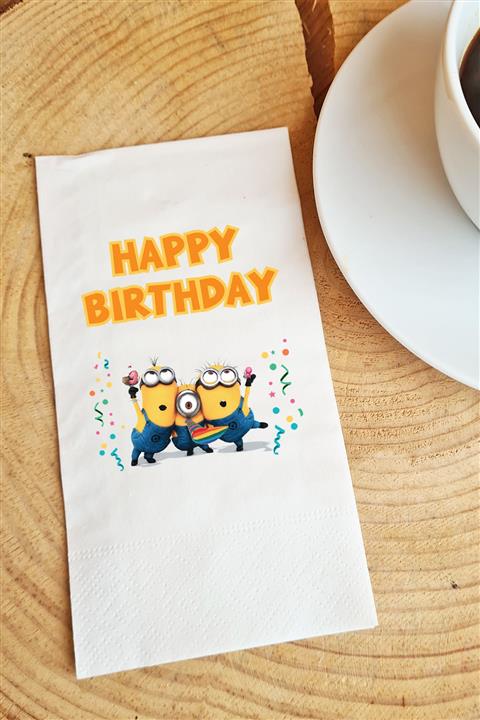 PEKSHOP Sunum Peçetesi Minion Happy Birthday Kağıt Peçete