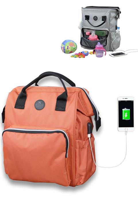 My Valice Smart Bag Usb'li Anne Bebek Bakım ve Sırt Çantası 1401 Turuncu