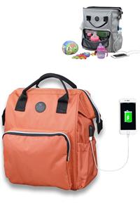 My Valice Smart Bag Usb'li Anne Bebek Bakım ve Sırt Çantası 1401 Turuncu