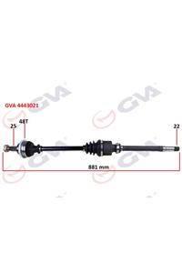 Çeşitli Gva 4443021 Komple Aks Sağ P206 1.6 16v-p206 Cc 00 Abs Li 48diş 881mm Peugeot - Cıtroen