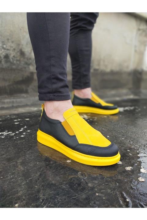 ERBİL Wg049 Siyah Sarı Yüksek Taban Casual Erkek Ayakkabı Numara 42