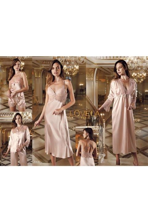 PERİN Lowela Paris 2006 Saten Uzun Gecelikli 6 Lı Set