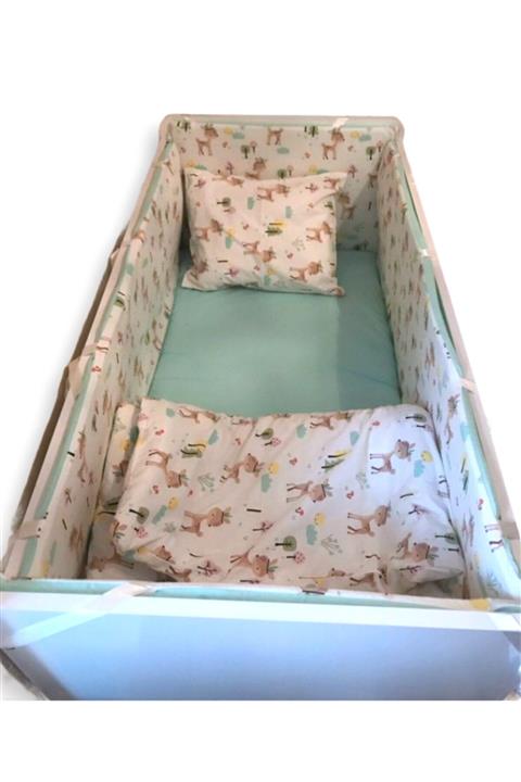 Bebek Özel Bebek  Beşik Uyku Seti Karaca Mint Yeşili 60x120