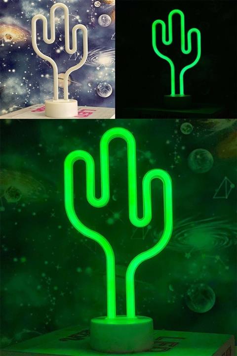 Tatlı Telaşlar Dekoratif Kaktüs Neon Led Gece Lambası 27 Cm Yükseklik