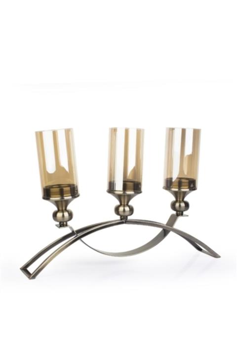 EFES HOME Acar Vilza 3'lü Yuvarlak Cam Şamdan - 40 Cm Tyu-009456/6-ty