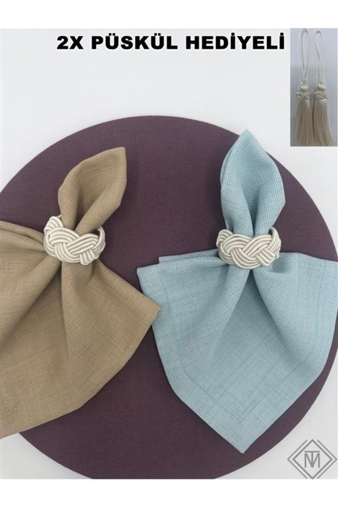 miraç tekstil Peçete Yüzük Halkası Hasır 6'lı Set Krem