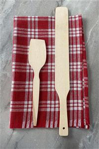 aktarix 2'li Spatula Seti 30 Cm + 45 Cm Ahşap Çevirgeç Bazlama, Pizza, Yufka Çevirici