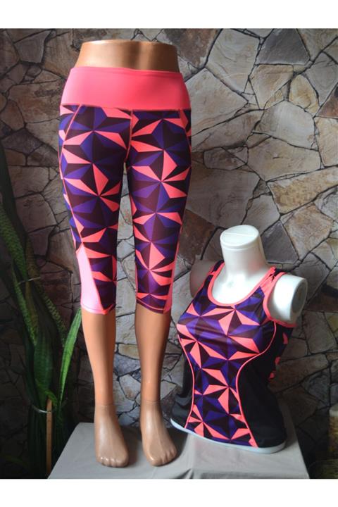 Adiyaro Desenli Kapri Tayt Sporcu Takım
