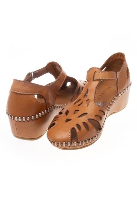 Platin Topuklar Taba Kadın Dolgu Topuklu Ayakkabı