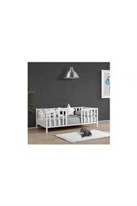 zerkaconcept Class Montessori Ithal Çam Ahşap Çocuk Yatak Karyola Beyaz Lake 80*130 Model 1