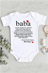 hamiletshirtum Unisex Beyaz Doğumgünü Hediye Baba Bebek Zıbın Body