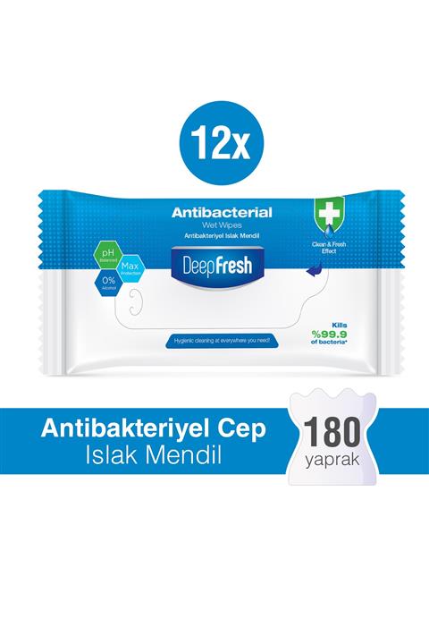 Deep Fresh Antibakteriyel Islak Cep Mendili 12 x 15 Yaprak