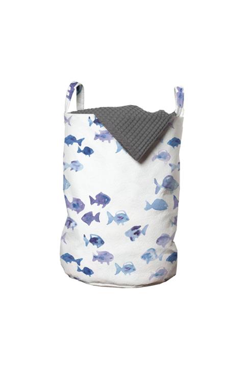 Rengirenk Denizci Çamaşır Sepeti Mavi Balık Desenli