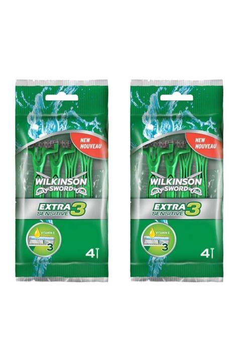 Wilkinson Sword Extra 3, Oynar Başlıklı Üç Bıçaklı 4'lü Kullan At Tıraş Bıçağı 2 Paket