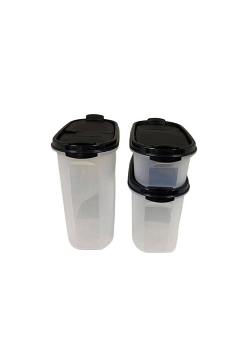 Tupperware Oval 3 Lü Set Siyah Kapak