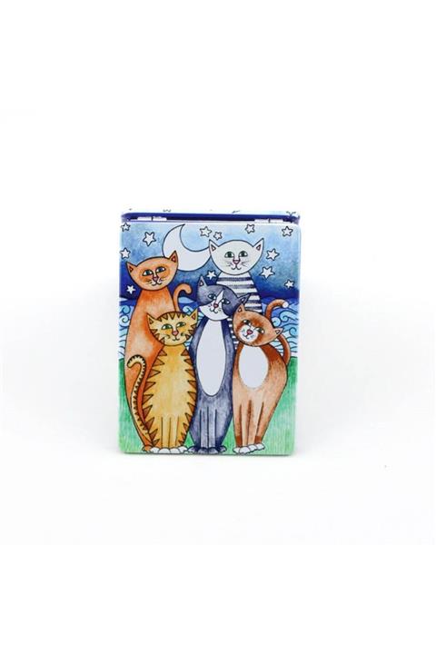 Gift Home Dikdörtgen Cep Ve Çanta Makyaj Aynası - Kedi Resimli