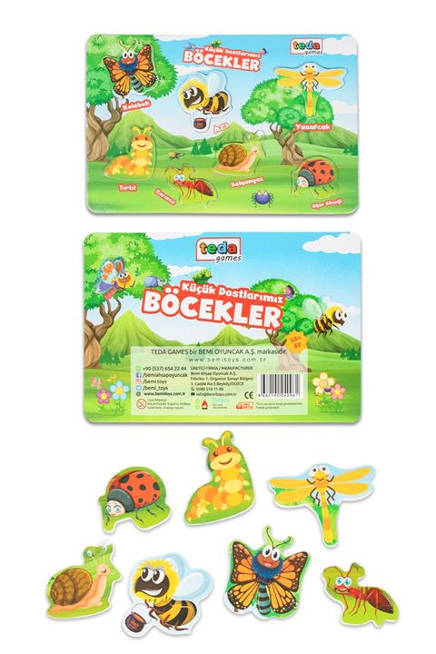 BEMİ Teda Eğitici Puzzle Oyunu - Küçük Dostlarımız Böcekler