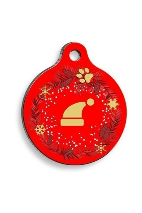 altın pati Christmas Serisi Hat Yuvarlak Kedi Ve Köpek Künyesi
