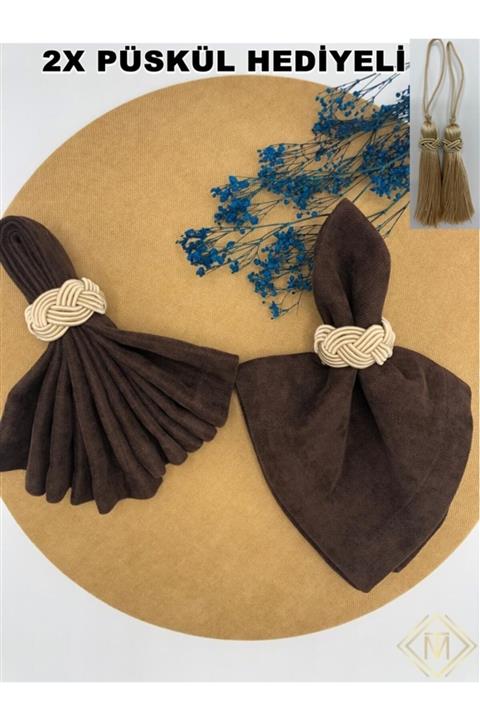 miraç tekstil Peçete Yüzük Halkası Hasır 6'lı Set Kapiçino