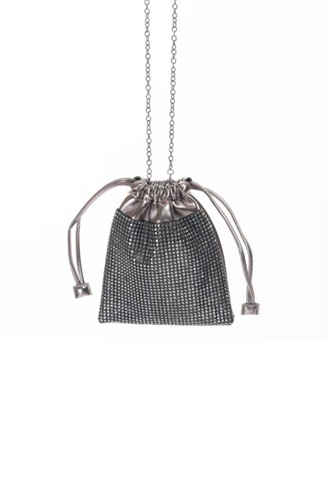 Moom Bag Kadın Platin Taş Işleme Bohça Abiye Çanta