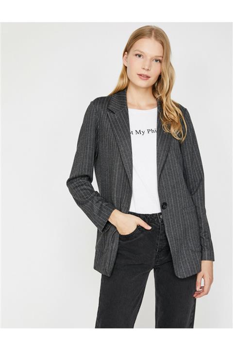 Koton Kadın Gri Çizgili Mont 0KAK53108EK