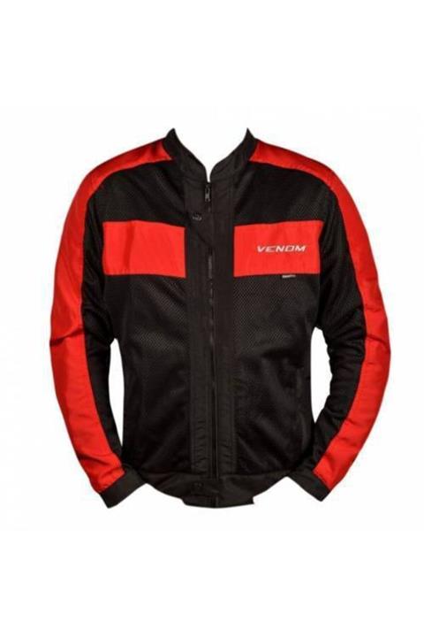 VENOM Unisex Kırmızı Urban Yazlık Fileli Motosiklet Montu
