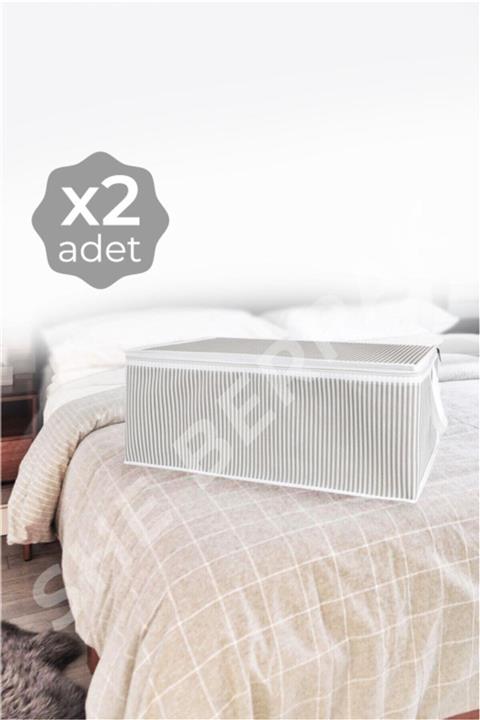 she berrak Gri Çizgili Hurç 2 Adet Büyük Boy Baza Altı 30x50x20 cm