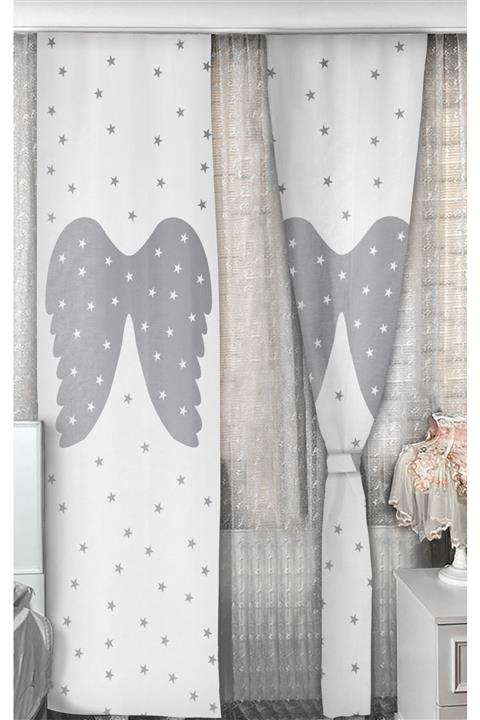 Bebişim Halı Melek Kanatlı Çocuk Odası Fon Perde 140x275 Bh2366