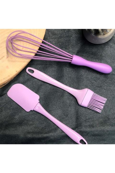 Şahane Pazar Mor 3 Parça Fırça Çırpıcı Ve Spatula Seti Fma879987